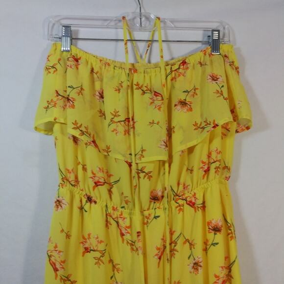 Naked Zebra Yellow Floral Halter Wide Leg Jumpsuit Size Small - Picture 6 of 10